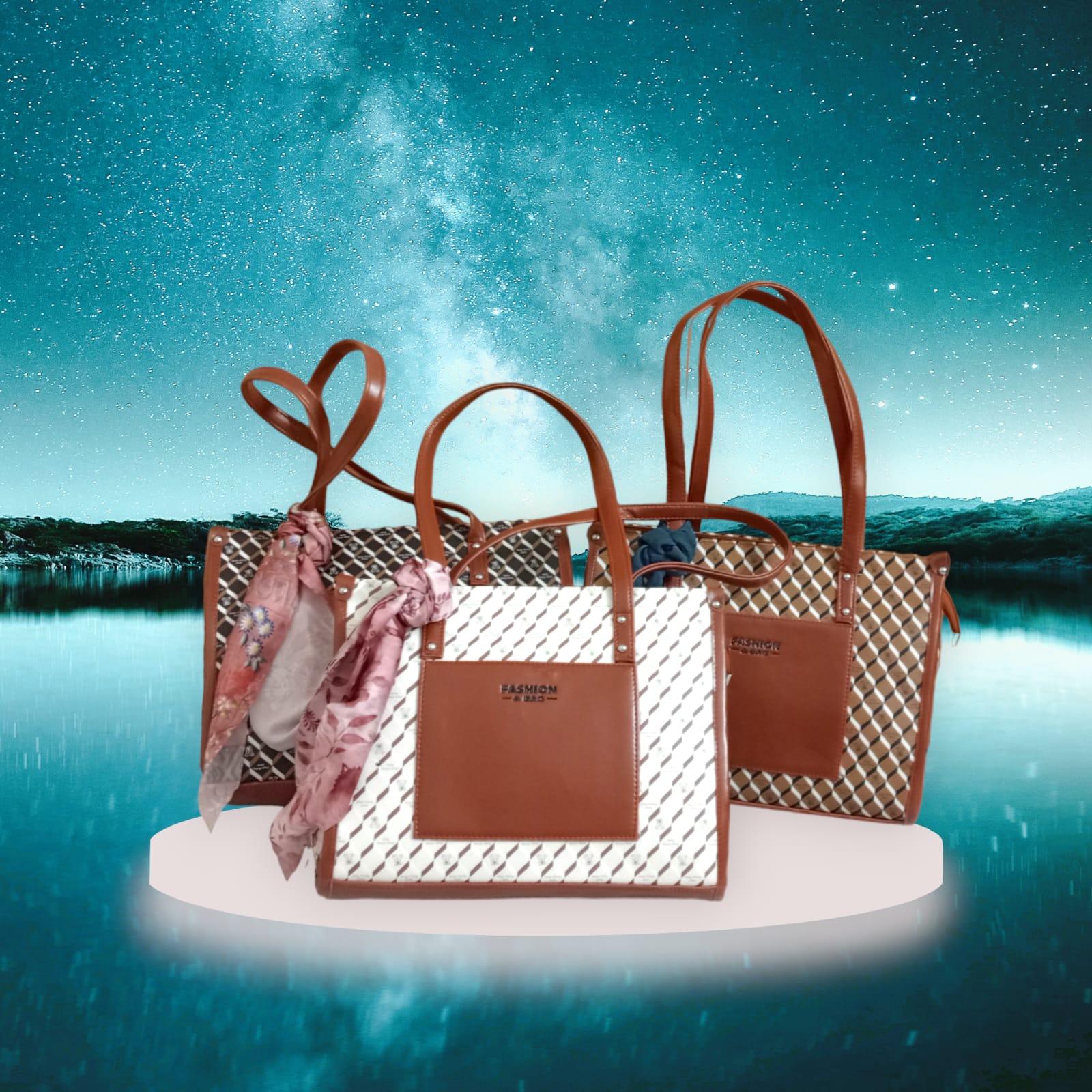 Women's Brown Cotton Woven Checkerboard Tote Bag with Inner